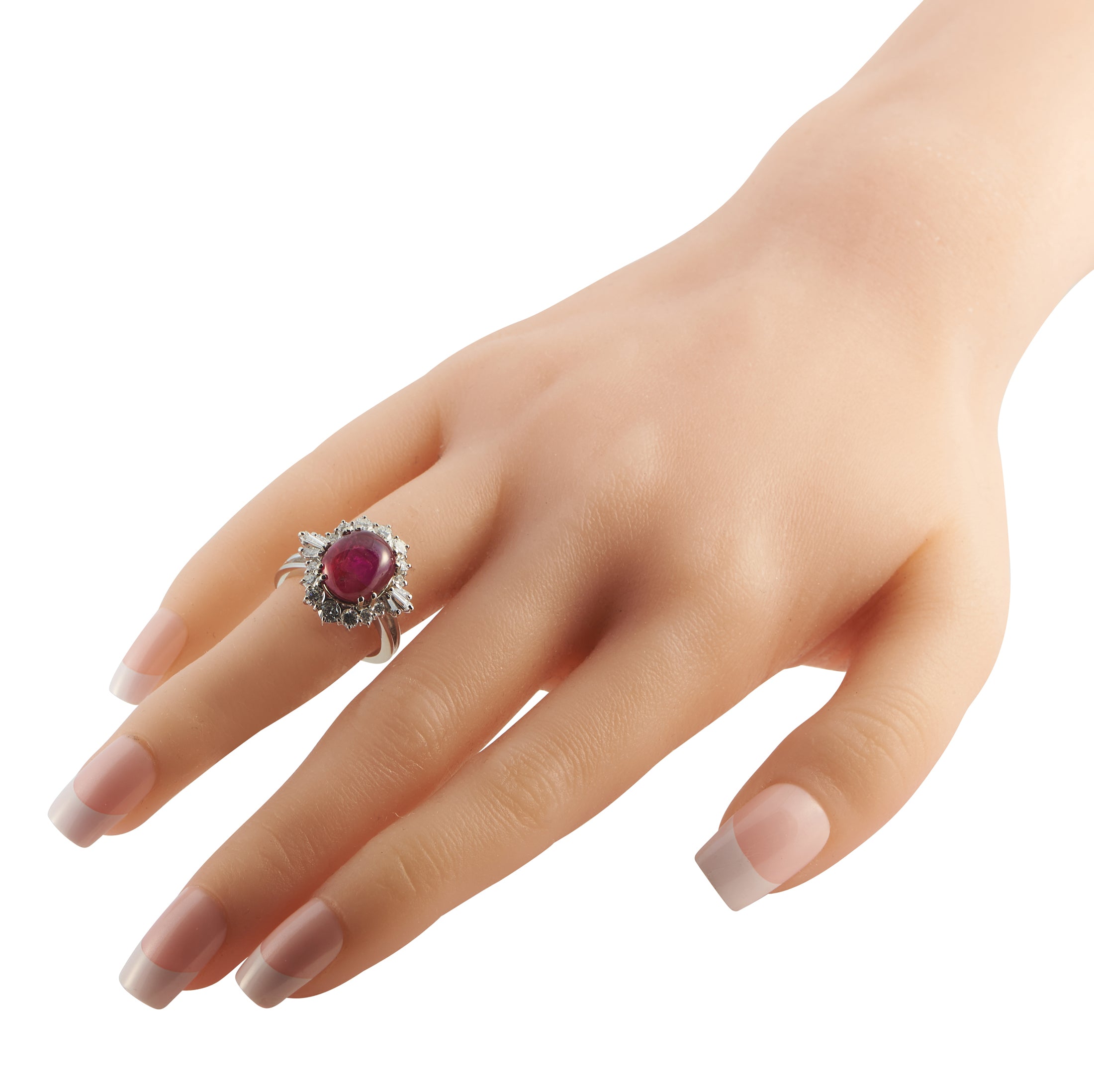18K White Gold 1.0ct Diamond and Ruby Ring