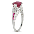 18K White Gold 0.18ct Diamond and Ruby Ring