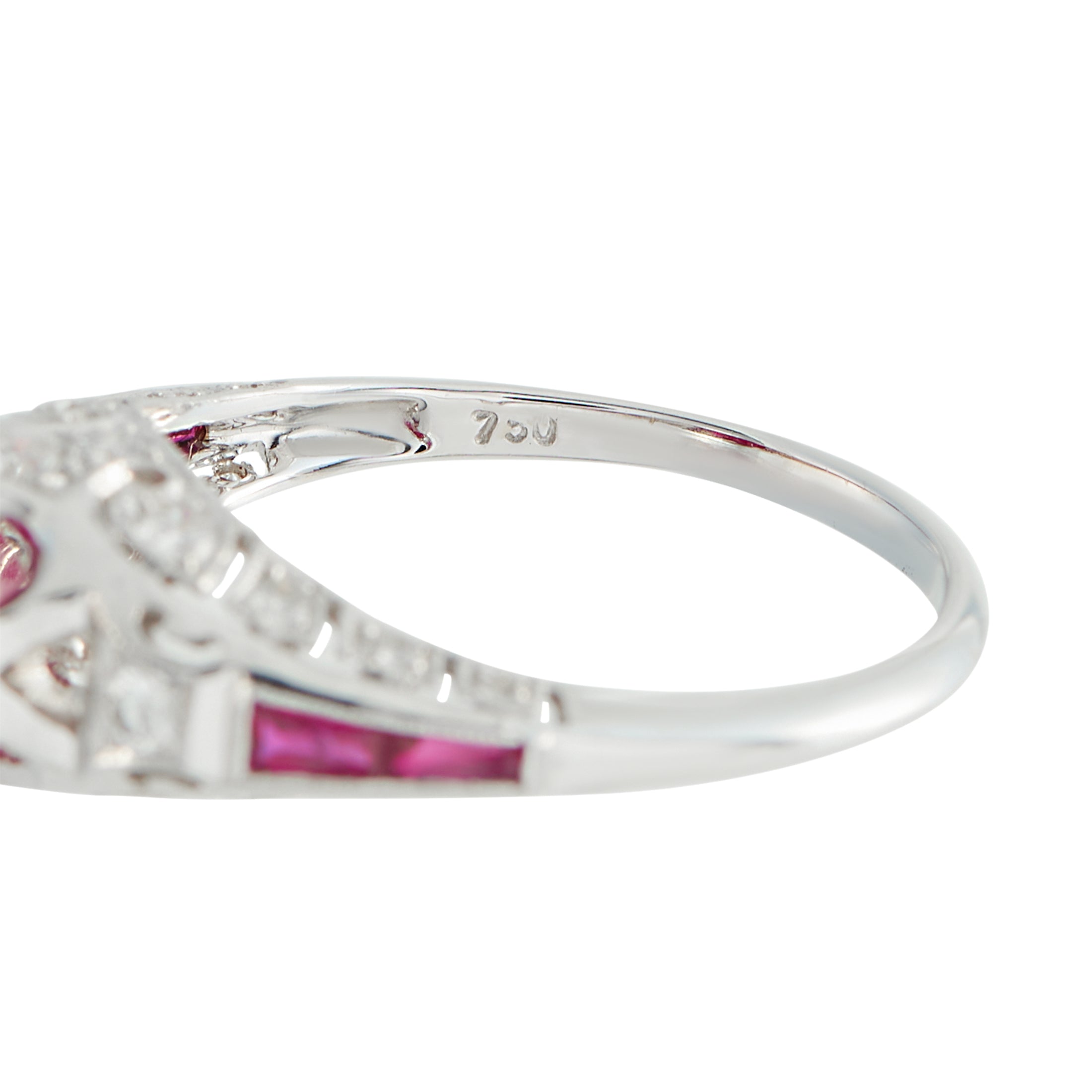 18K White Gold 0.18ct Diamond and Ruby Ring