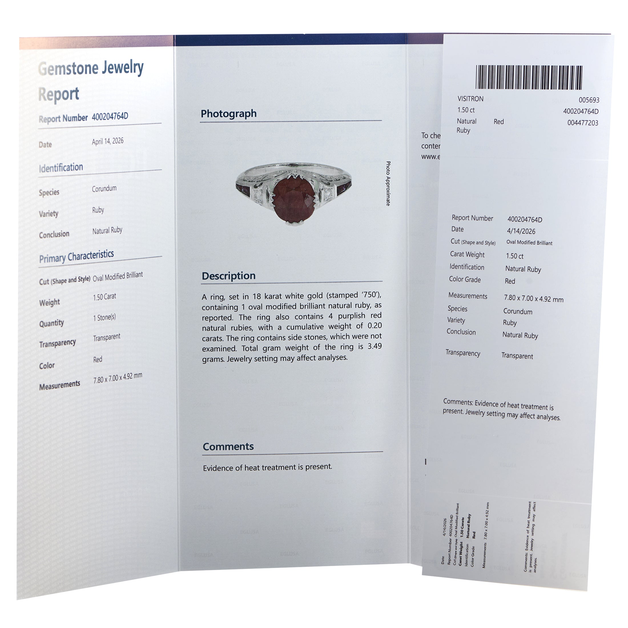 18K White Gold 0.18ct Diamond and Ruby Ring