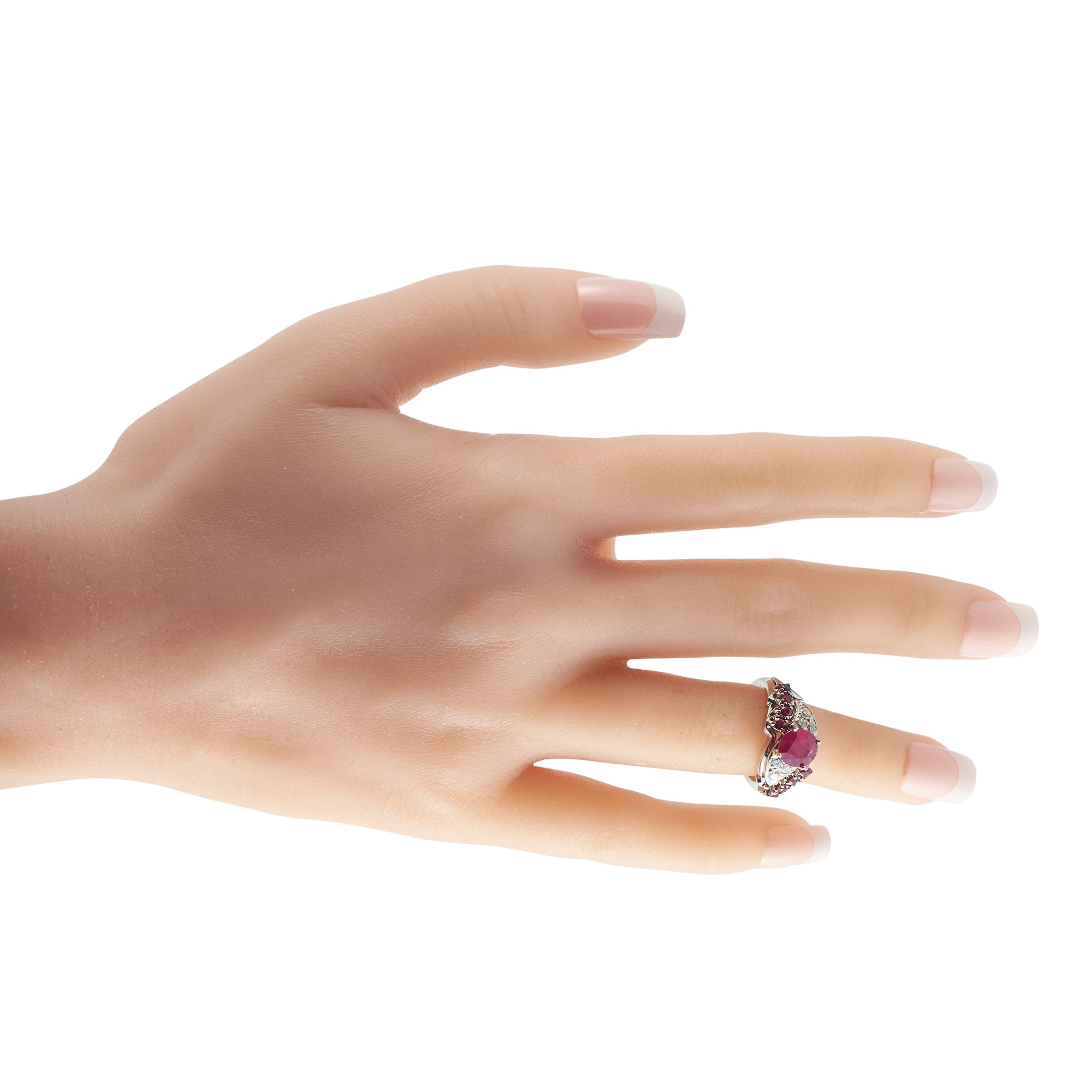 18K White Gold 0.24ct Diamond and Ruby Ring