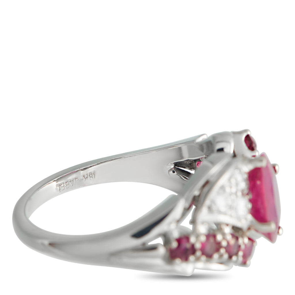 18K White Gold 0.24ct Diamond and Ruby Ring