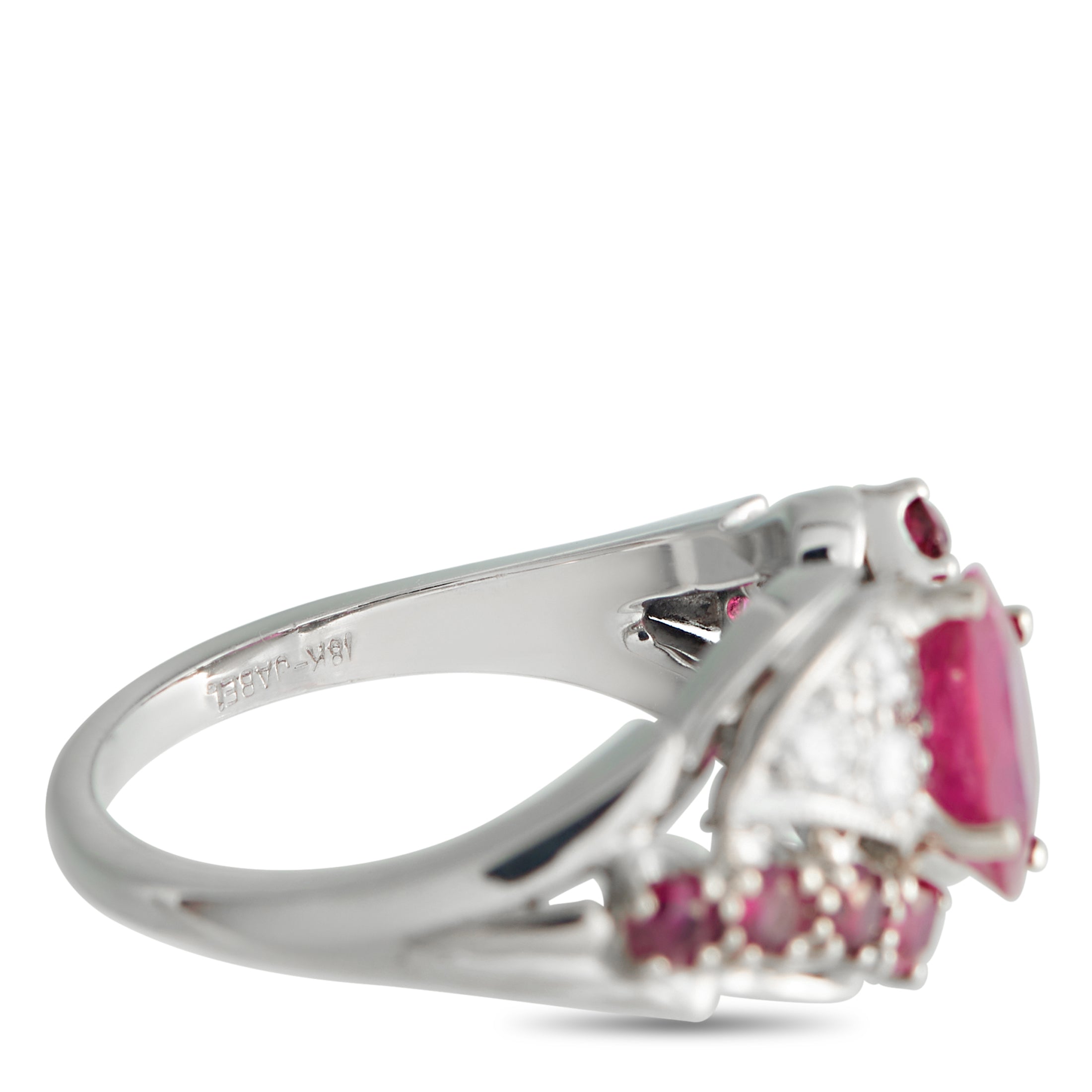 18K White Gold 0.24ct Diamond and Ruby Ring