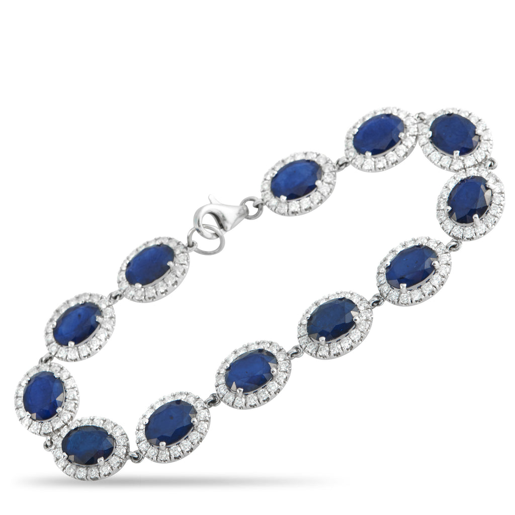 18K White Gold 4.92ct Diamond and Sapphire Bracelet