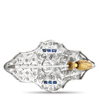 18K White Gold 3.0ct Diamond and Sapphire Art Deco Brooch