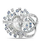 18K White Gold 3.50ct Diamond and Sapphire Brooch