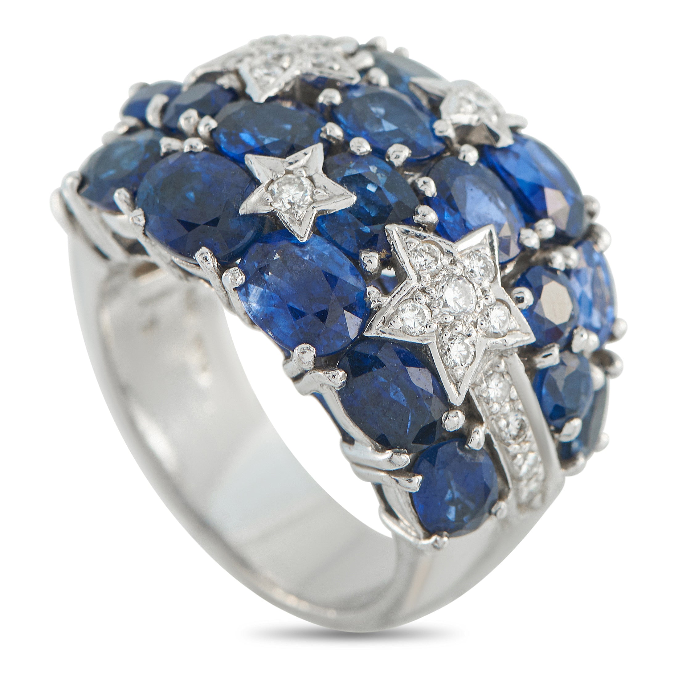 Exclusive 18K White Gold 0.40ct Diamond and Sapphire Ring – A celestial design makes this luxury ring a unique addition to an