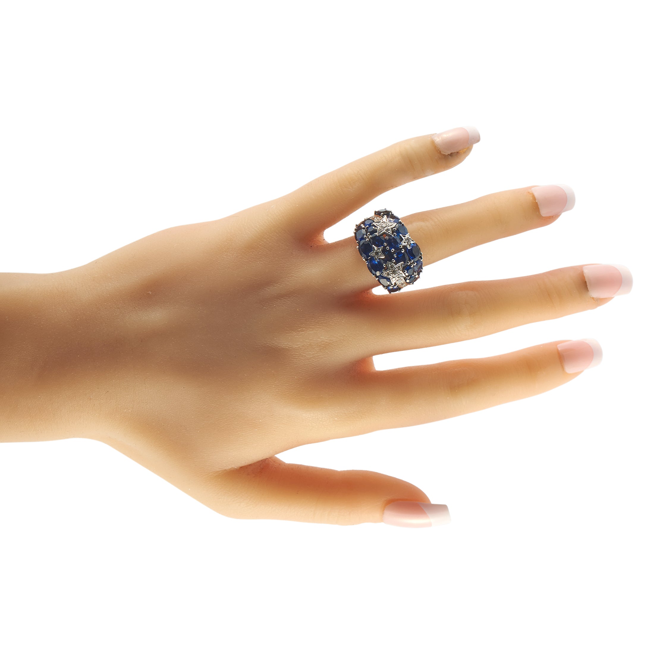 Exclusive 18K White Gold 0.40ct Diamond and Sapphire Ring