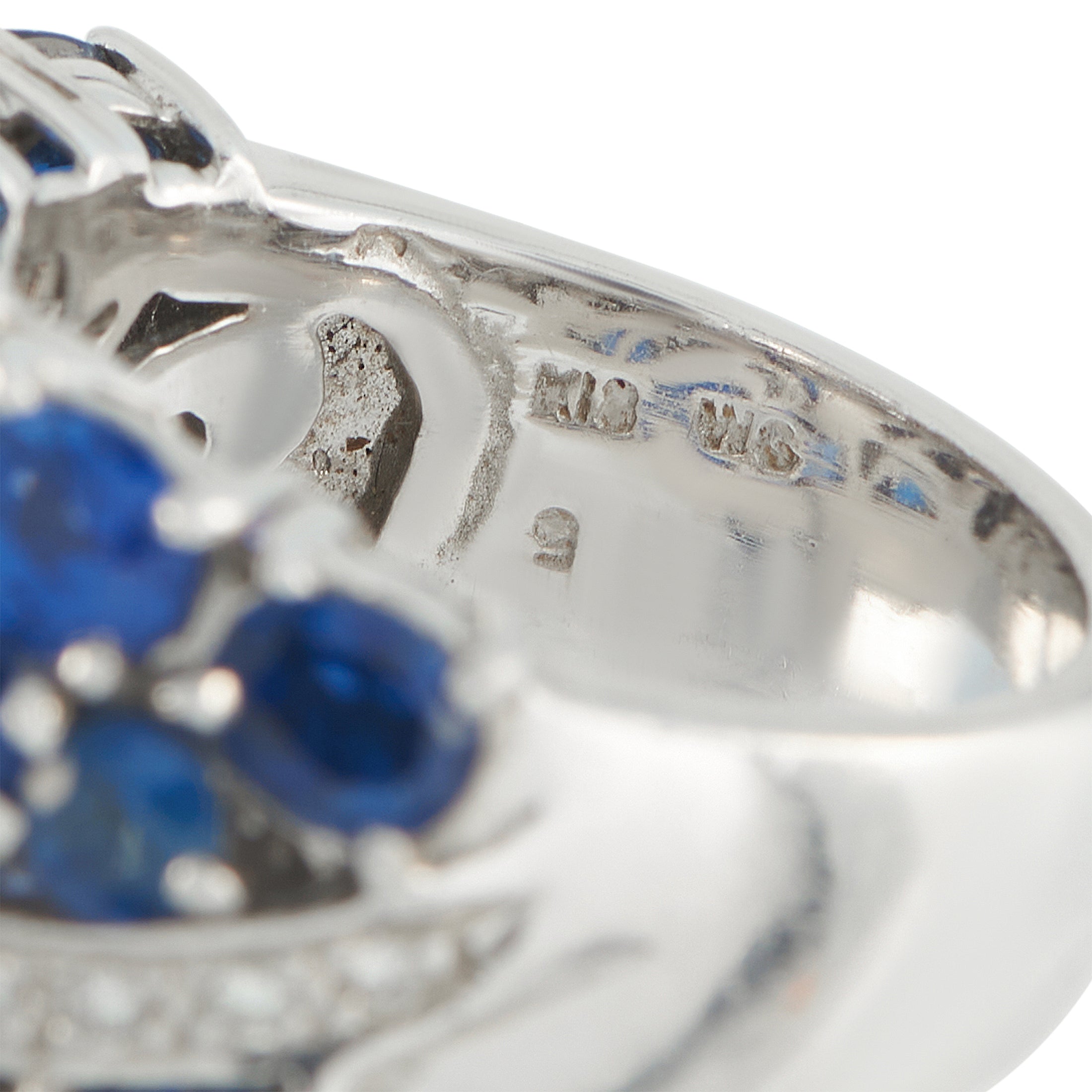 Exclusive 18K White Gold 0.40ct Diamond and Sapphire Ring