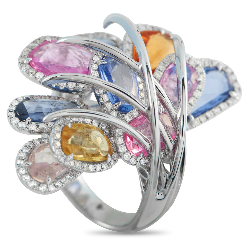 18K White Gold 1.65ct Diamond and Sapphire Ring