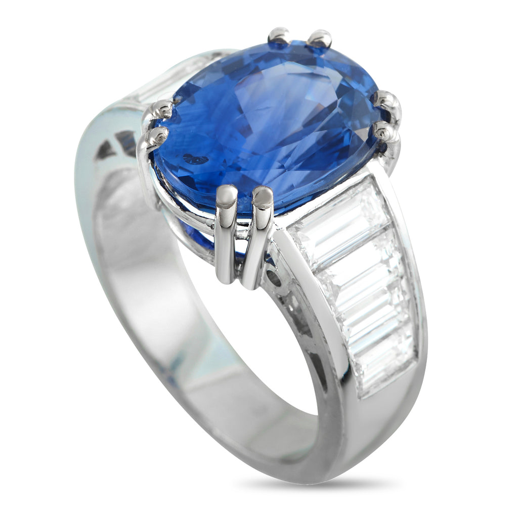 18K White Gold 1.35ct Diamond and Sapphire Ring