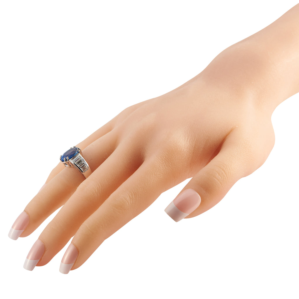 18K White Gold 1.35ct Diamond and Sapphire Ring