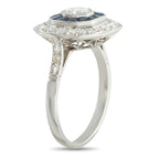 18K White Gold 0.74ct Diamond and Sapphire Ring