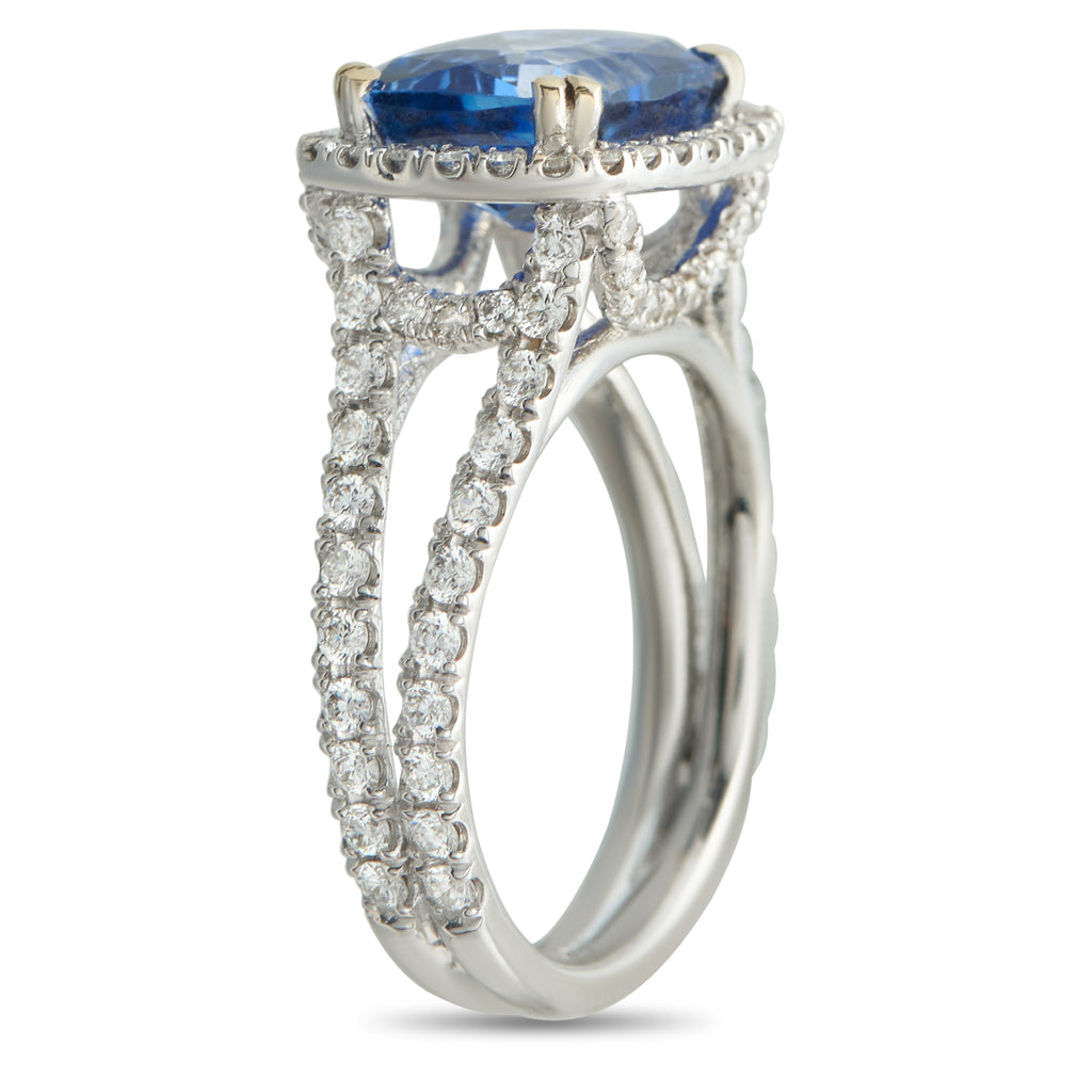18K White Gold 1.10ct Diamond and Sapphire Ring