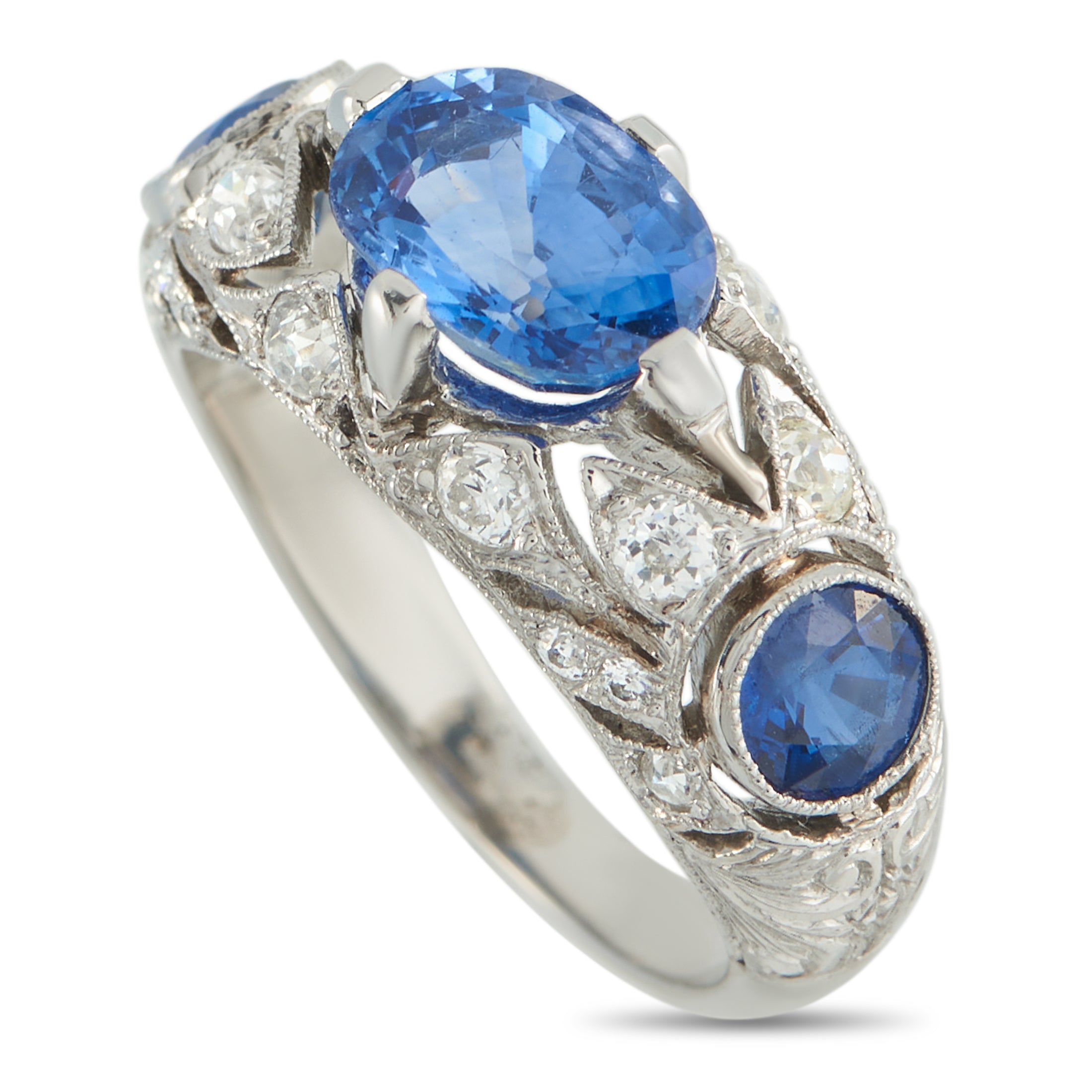 18K White Gold 0.40ct Diamond and Sapphire Ring