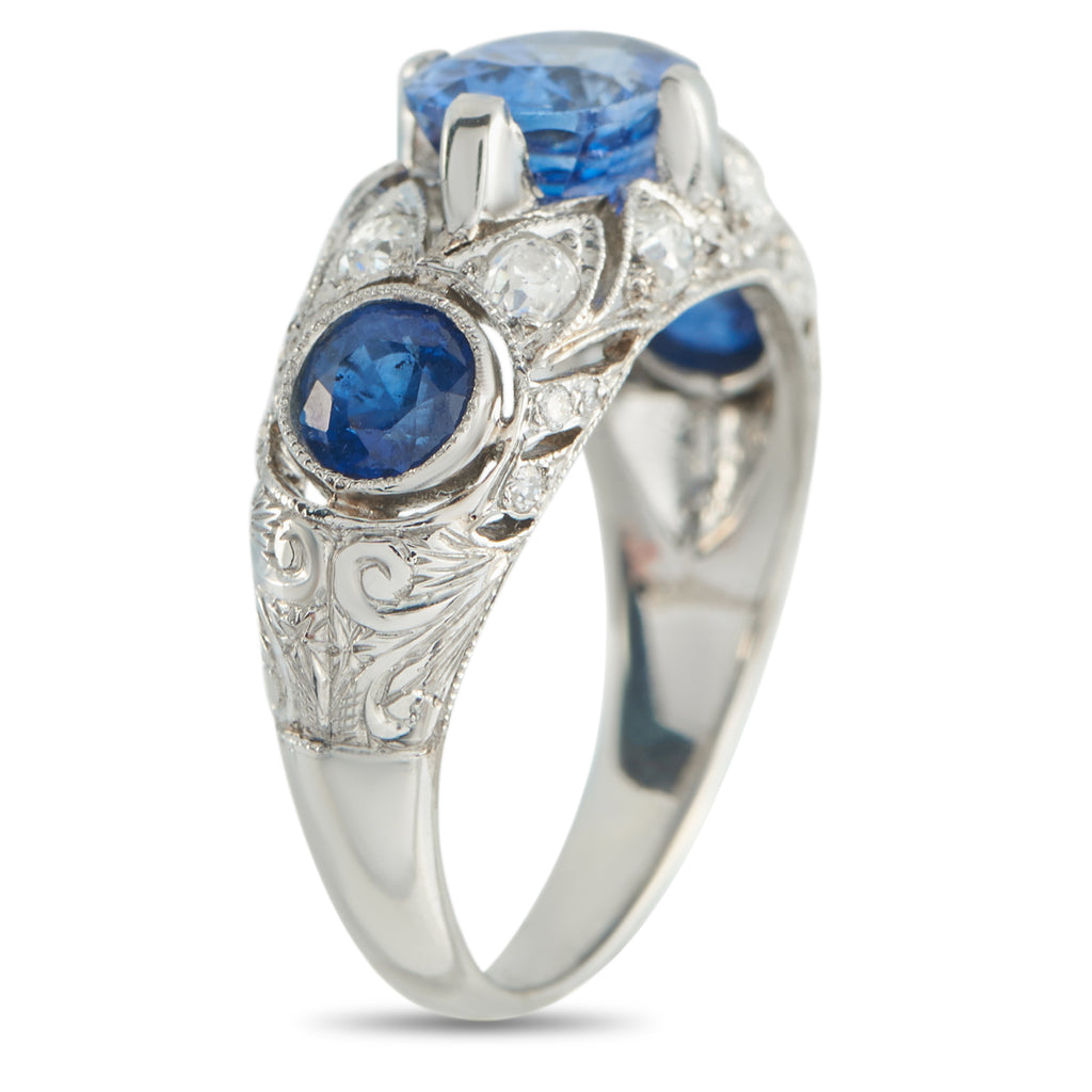 18K White Gold 0.40ct Diamond and Sapphire Ring