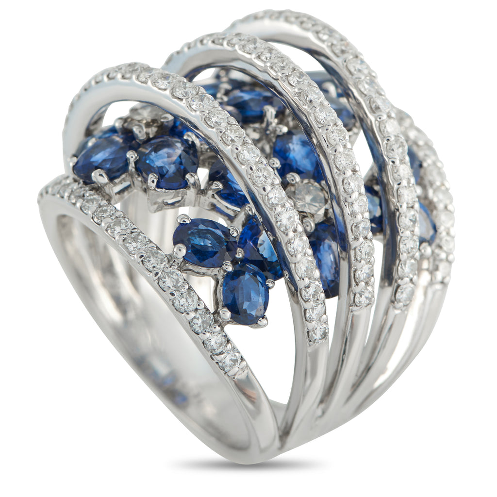 18K White Gold 2.28ct Diamond and Sapphire Ring