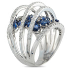 18K White Gold 2.28ct Diamond and Sapphire Ring