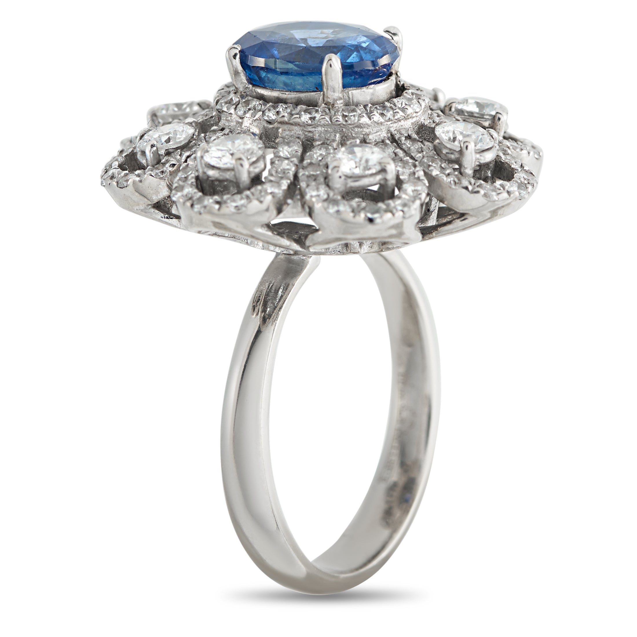 18K White Gold 1.40ct Diamond and Sapphire Ring