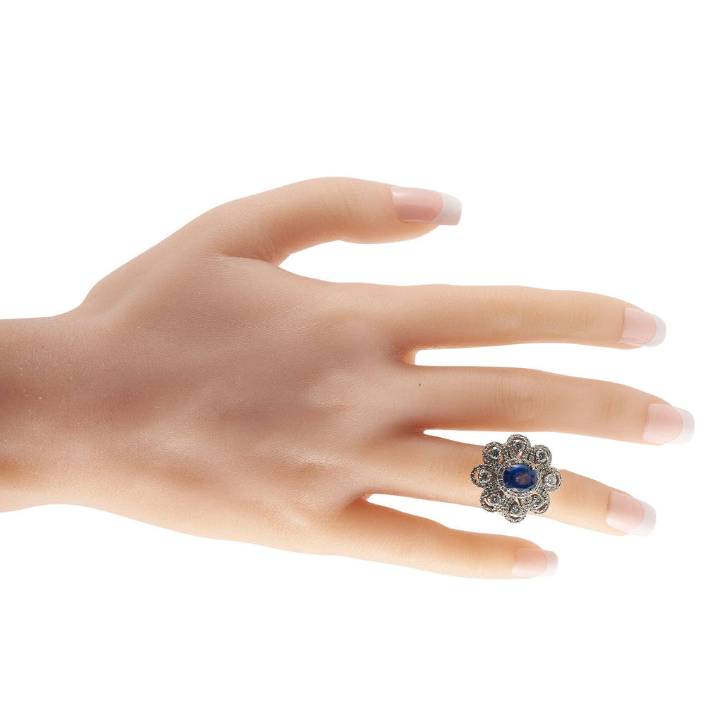 18K White Gold 1.40ct Diamond and Sapphire Ring