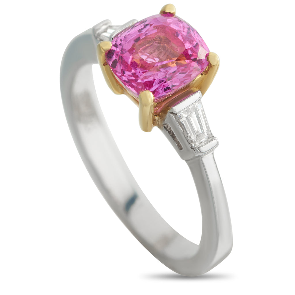 18K White Gold 0.27ct Diamond and Pink Sapphire Ring