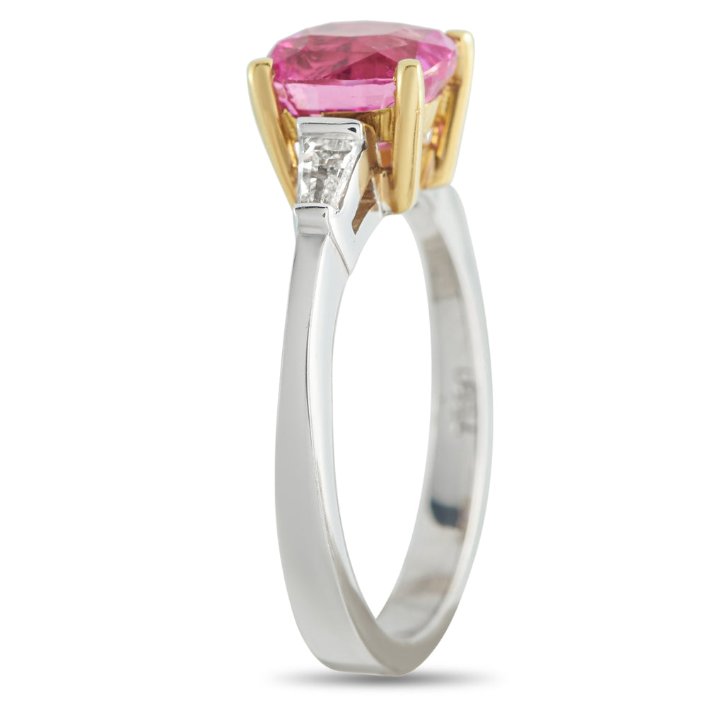18K White Gold 0.27ct Diamond and Pink Sapphire Ring