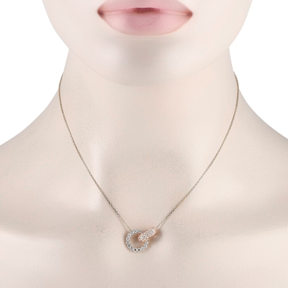 18K White and Rose Gold 1.00ct Diamond Necklace