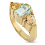 18K Yellow Gold 3.0ct Aquamarine and Citrine Ring