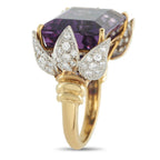 18K Yellow Gold 0.50ct Diamond and Amethyst Ring
