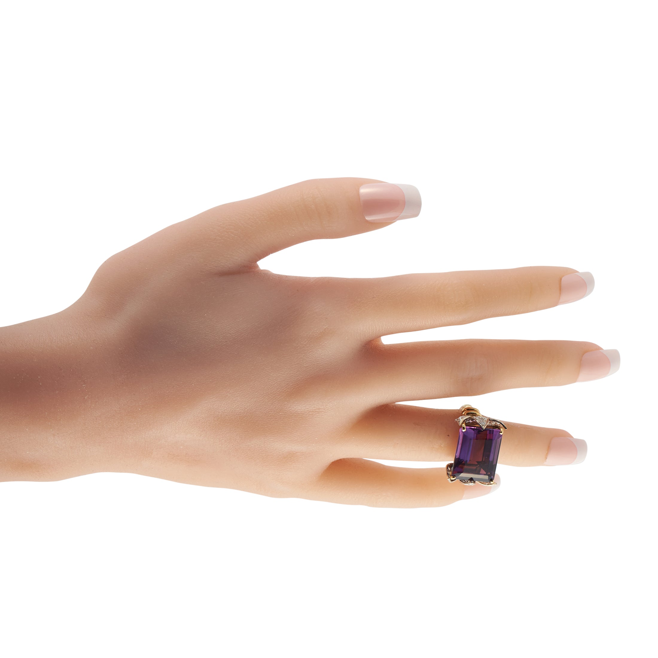 18K Yellow Gold 0.50ct Diamond and Amethyst Ring