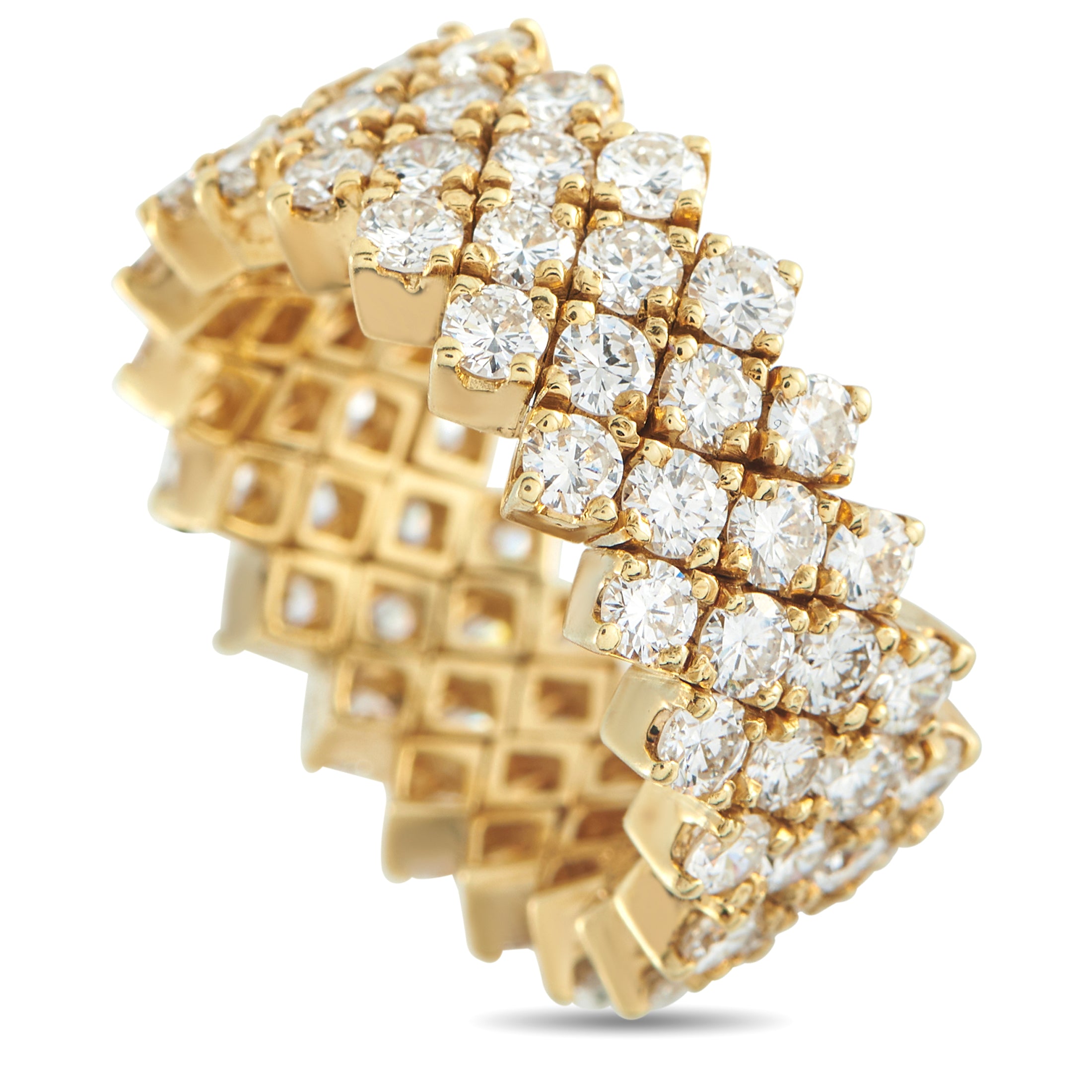 18K Yellow Gold 4.85ct Diamond Lattice Eternity Ring