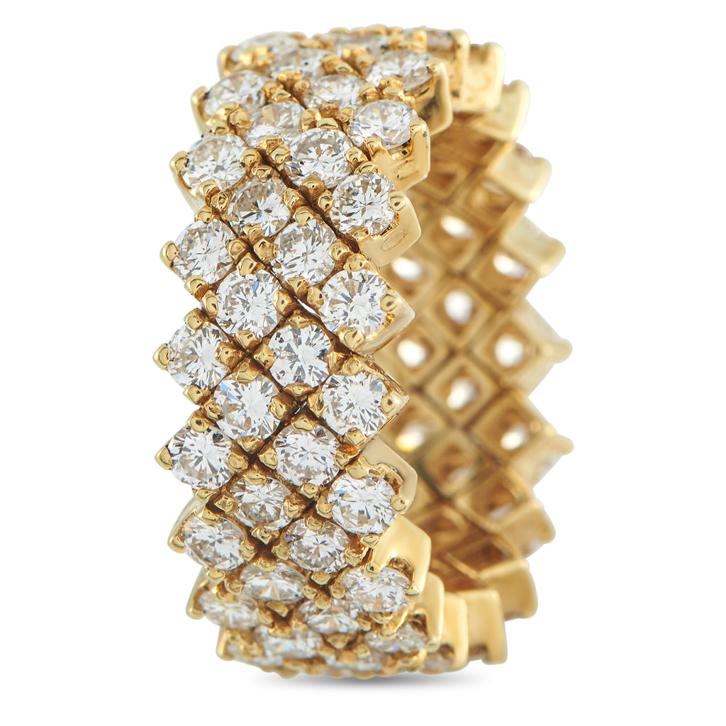 18K Yellow Gold 4.85ct Diamond Lattice Eternity Ring