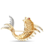 18K Yellow Gold 0.50ct Diamond Fish Brooch
