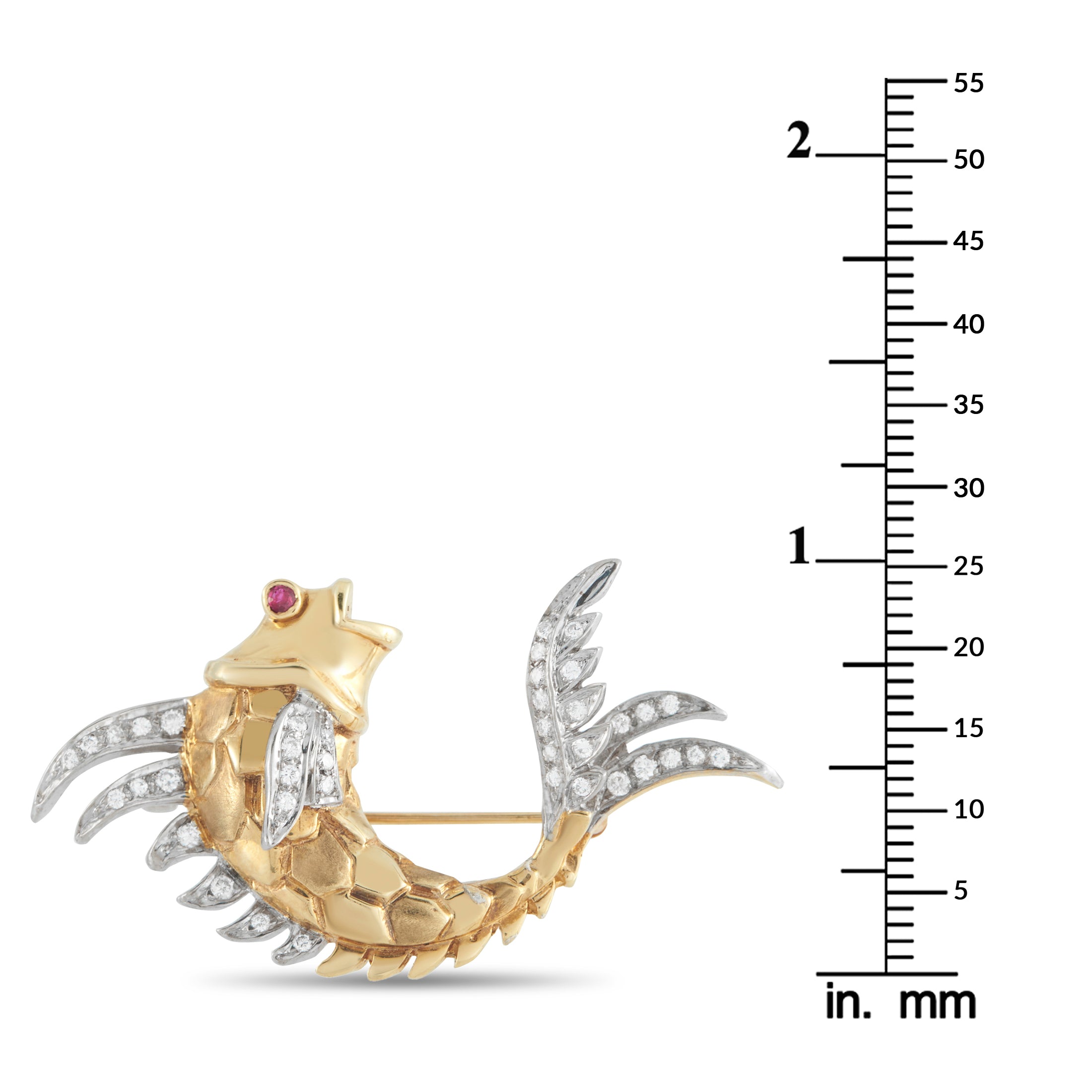 18K Yellow Gold 0.50ct Diamond Fish Brooch