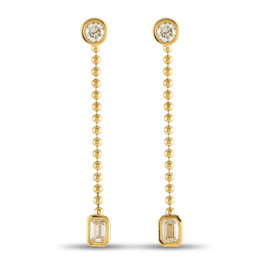 18K Yellow Gold 1.40ct Diamond Dangle Earrings