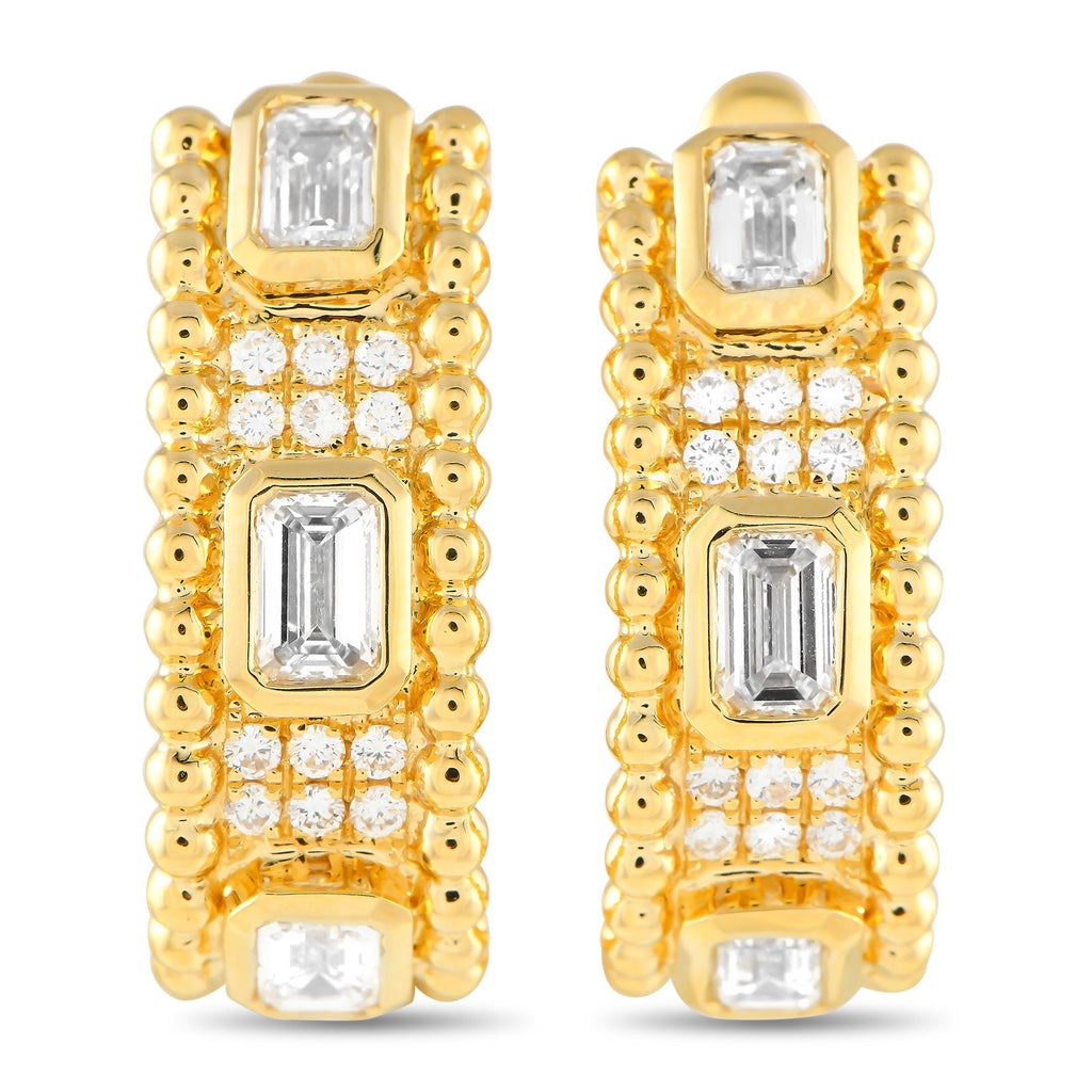 Exclusive 18K Yellow Gold 2.25ct Diamond Earrings AER-19786-Y – Sparkle, shine, and style are all present in this pair of yel