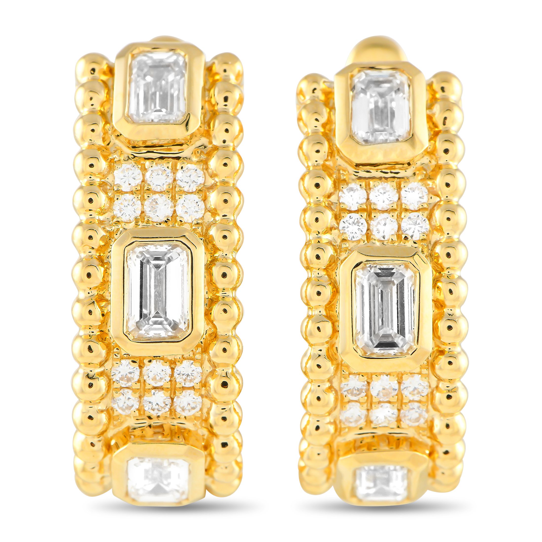Exclusive 18K Yellow Gold 2.25ct Diamond Earrings AER-19786-Y – Sparkle, shine, and style are all present in this pair of yel