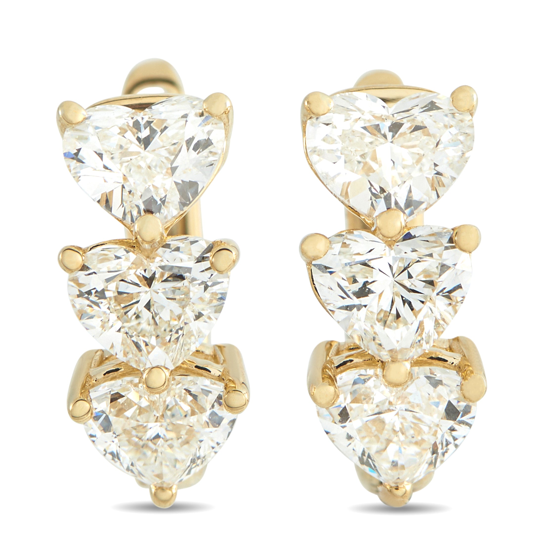 18K Yellow Gold 3.0ct Diamond Earrings