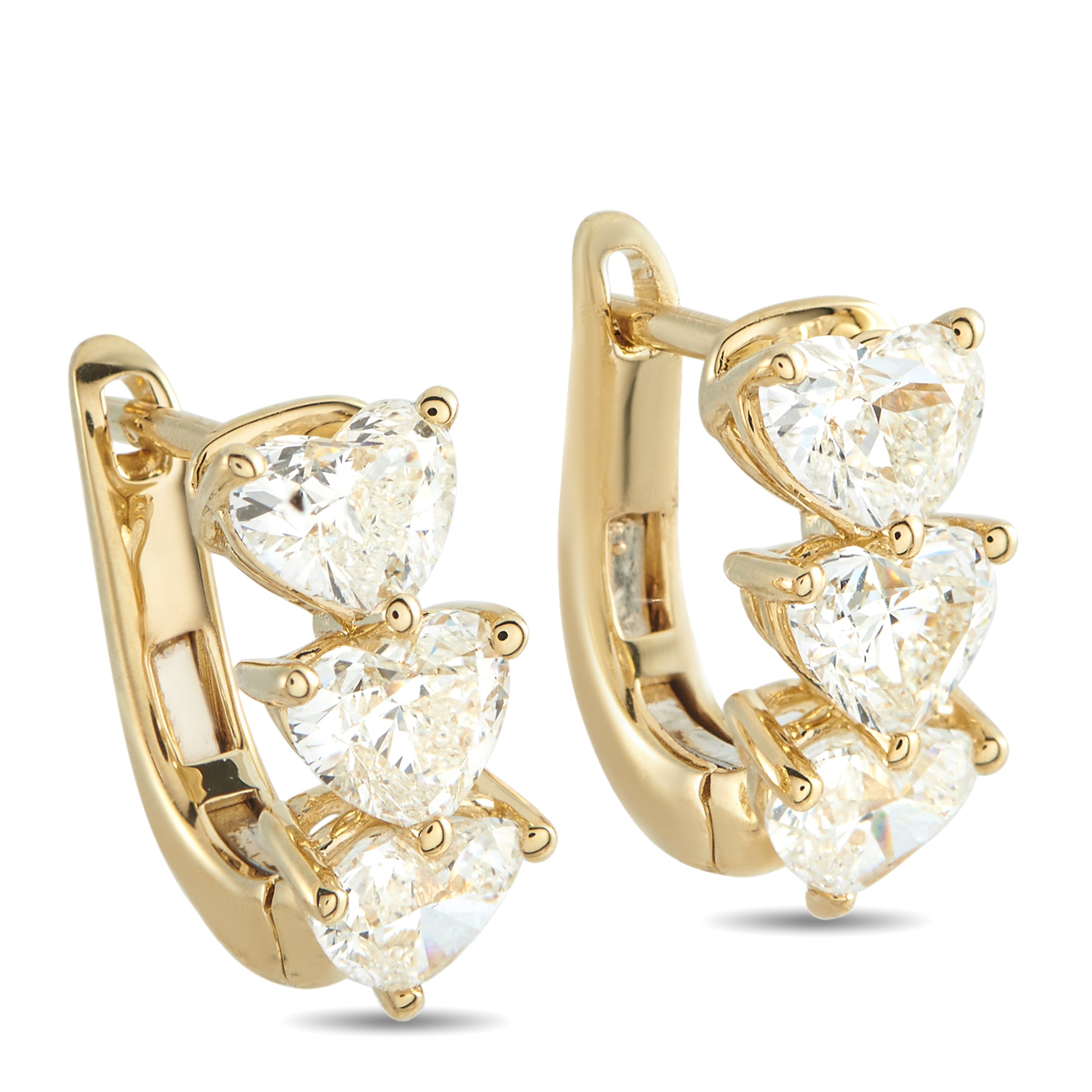 18K Yellow Gold 3.0ct Diamond Earrings