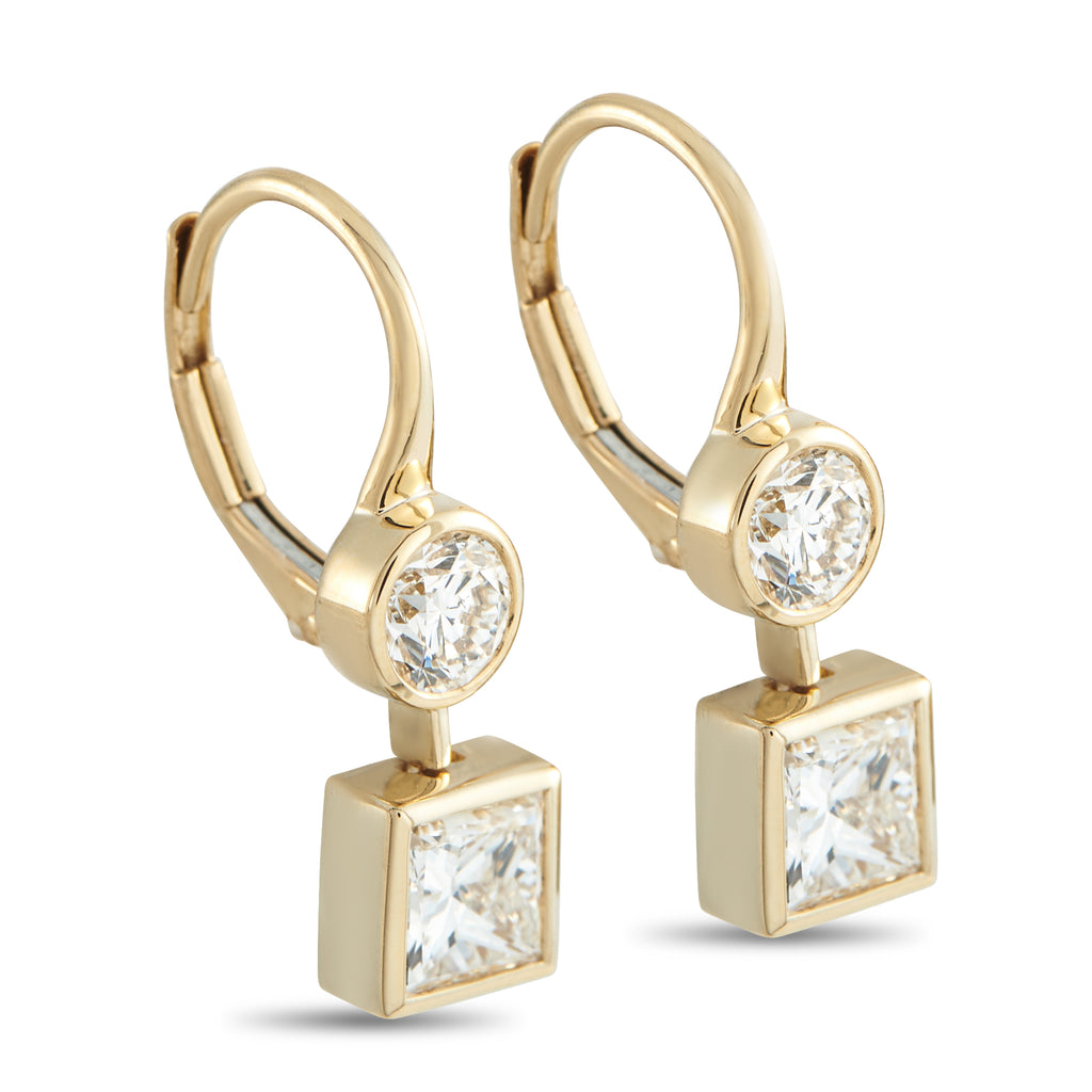 18K Yellow Gold 2.04ct Diamond Earrings