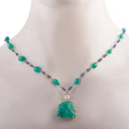 18K Yellow Gold 0.70ct Diamond and Emerald Necklace