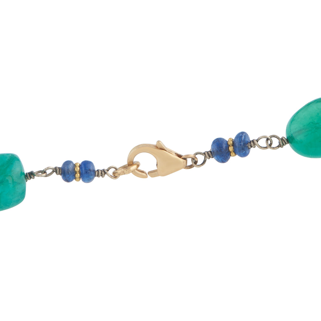 18K Yellow Gold 0.70ct Diamond and Emerald Necklace