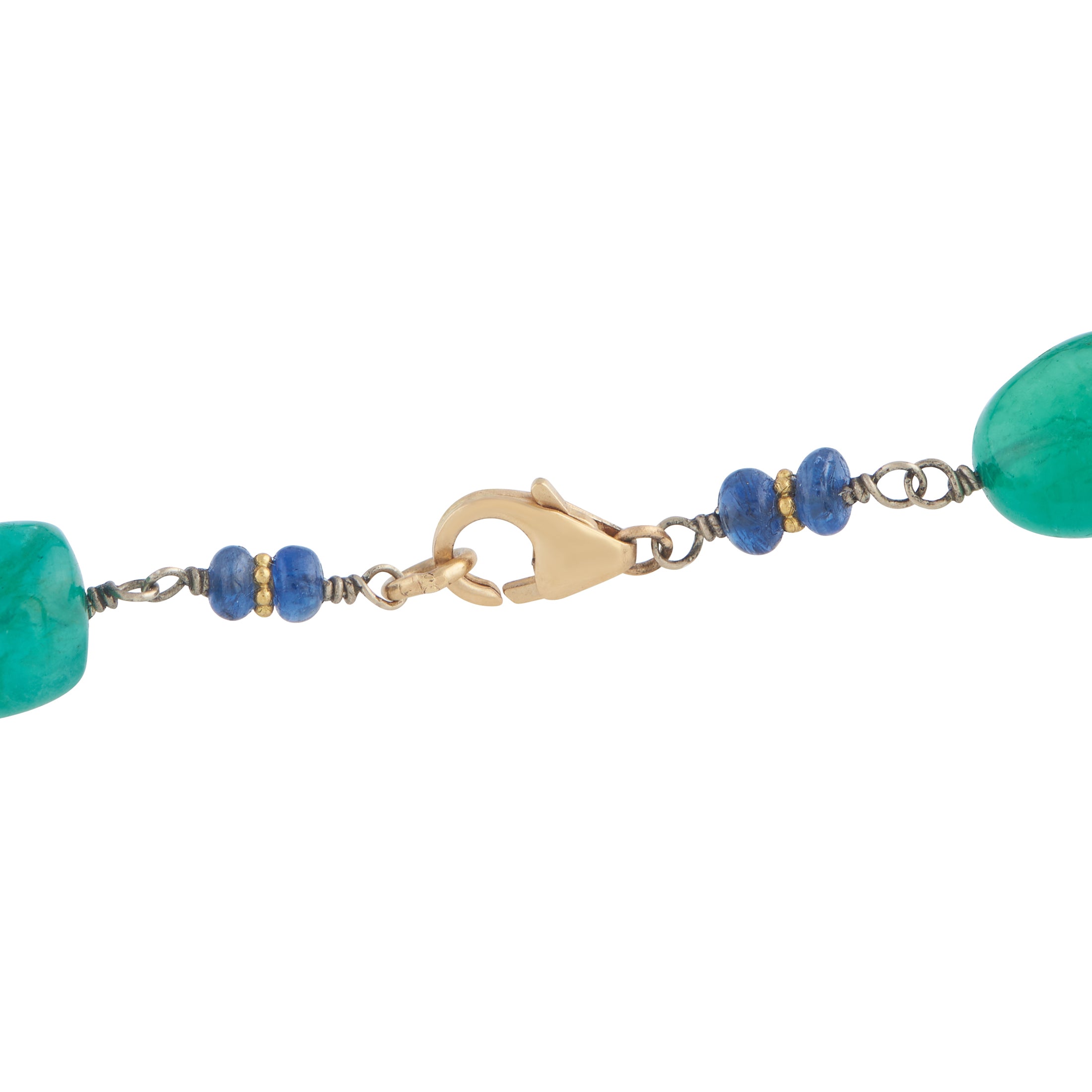 18K Yellow Gold 0.70ct Diamond and Emerald Necklace