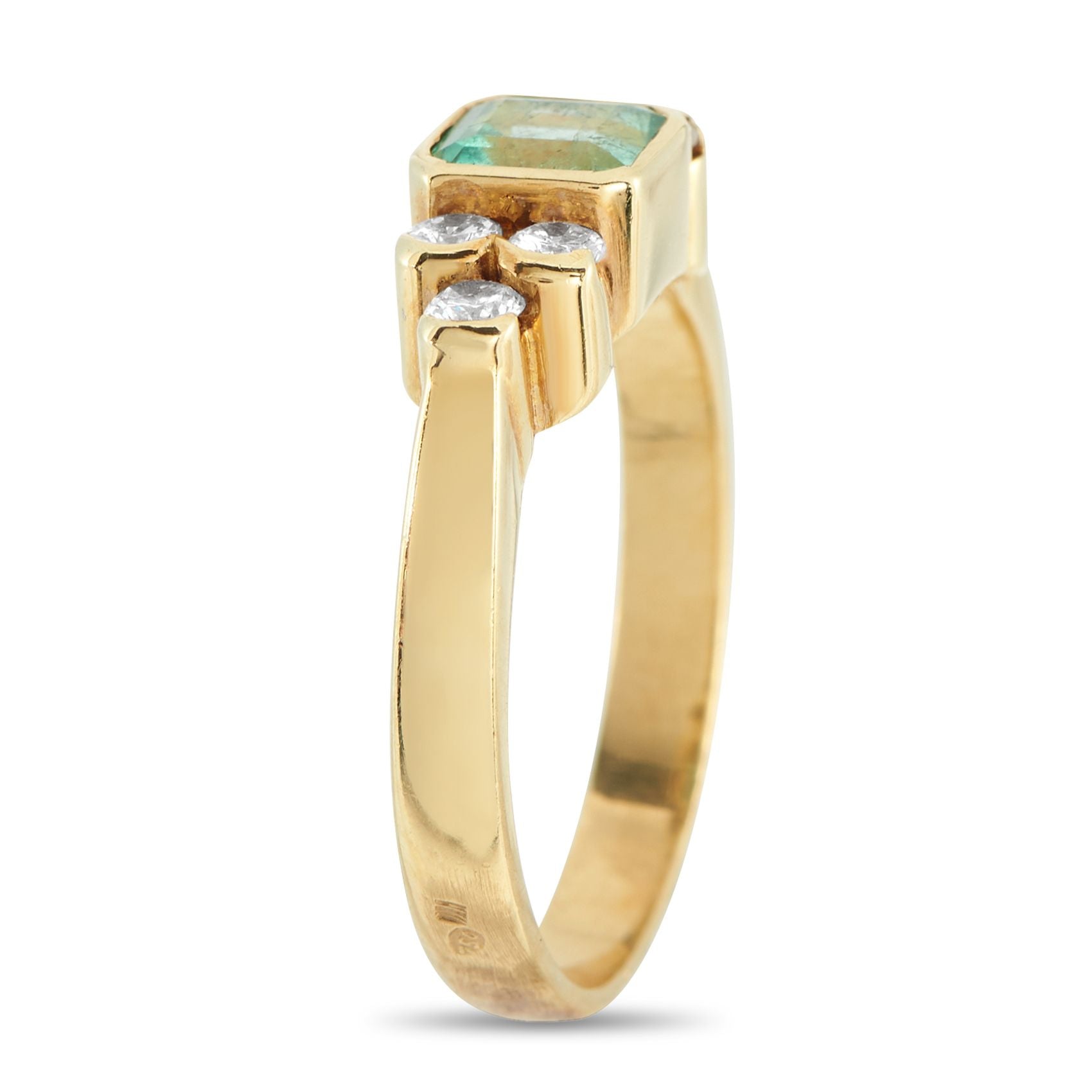 18K Yellow Gold 0.30ct Diamond and Emerald Ring