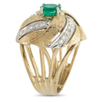 18K Yellow Gold 0.48ct Diamond and Emerald Ring