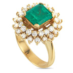 18K Yellow Gold 1.90ct Diamond and Emerald Ring