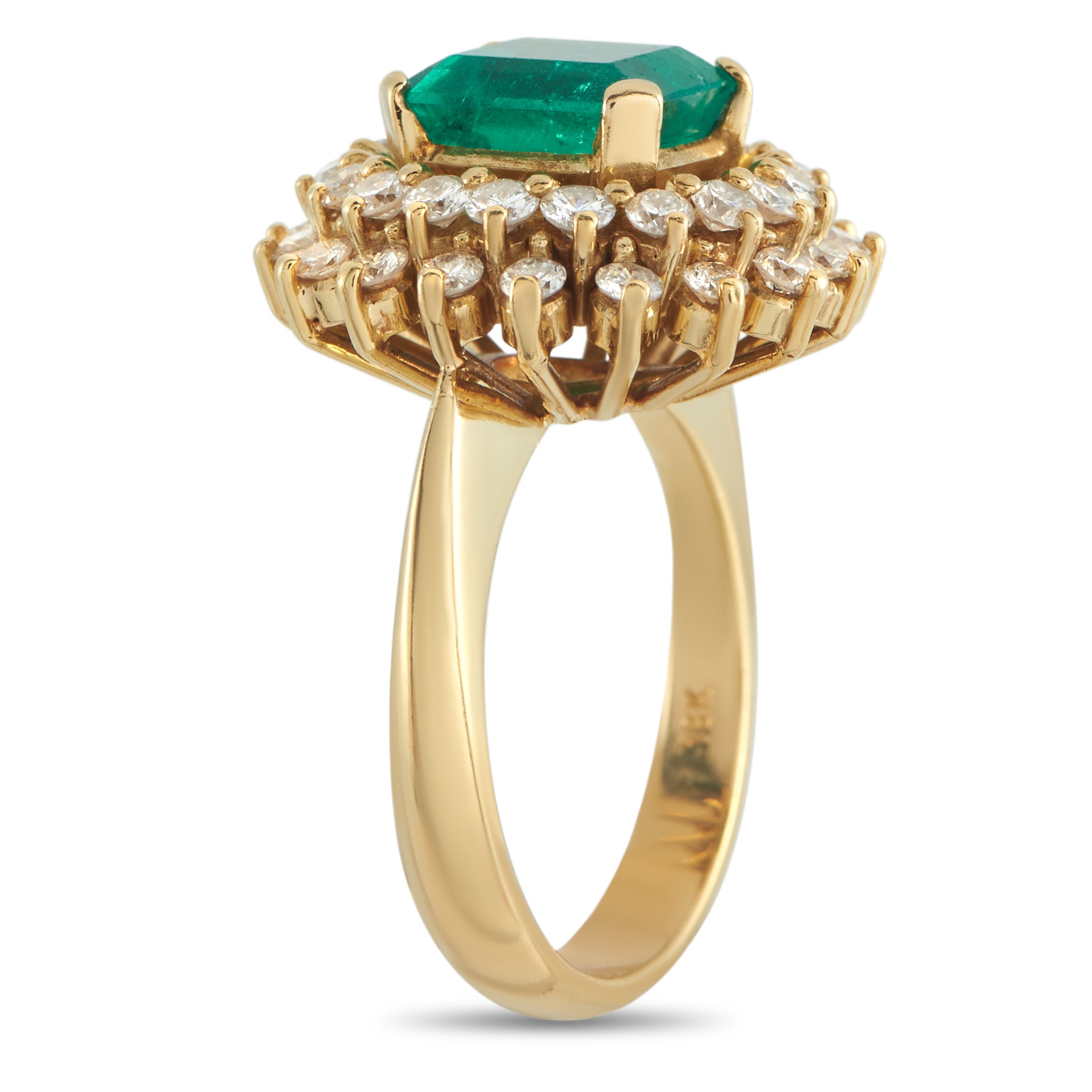18K Yellow Gold 1.90ct Diamond and Emerald Ring