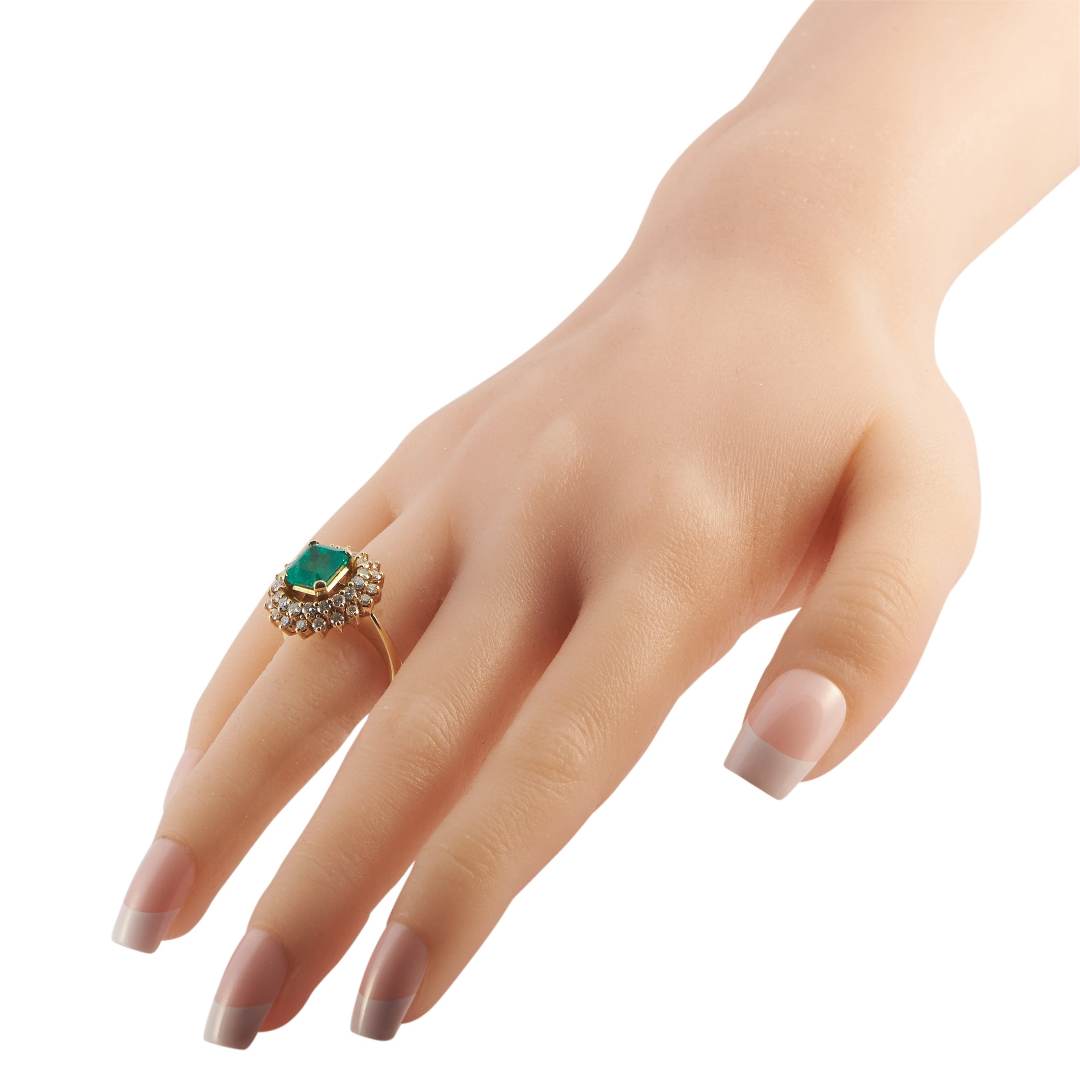 18K Yellow Gold 1.90ct Diamond and Emerald Ring