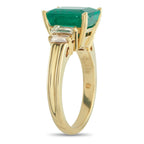18K Yellow Gold 0.05ct Diamond and Emerald Ring