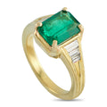 18K Yellow Gold 0.45ct Diamond and Emerald Ring